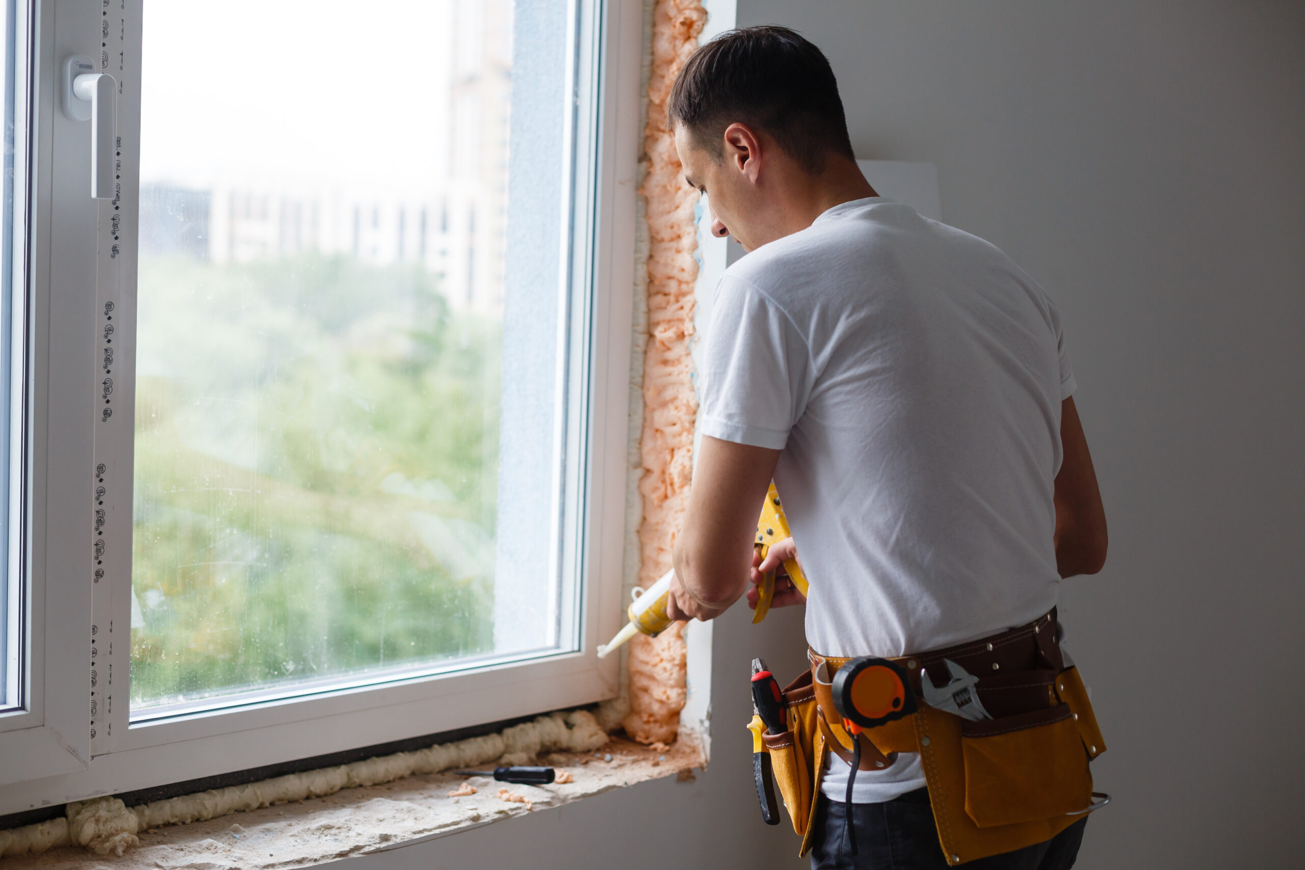 Caulking a new window frame